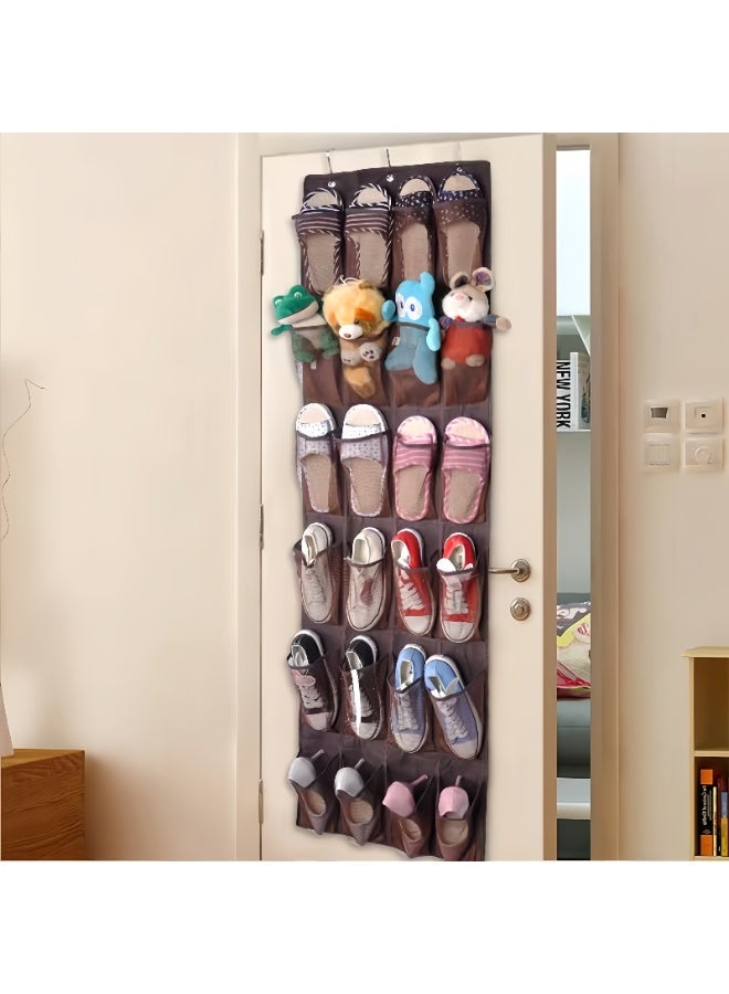 بلومنغ تايم حقيبة أحذية ذات 24 جيبًا تُعلق بالباب بني - Image 3